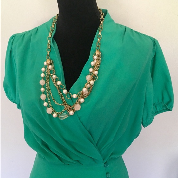 Eva Mendes Tops - NWT Chic Eva Mendes Kelly Green Wrap Top